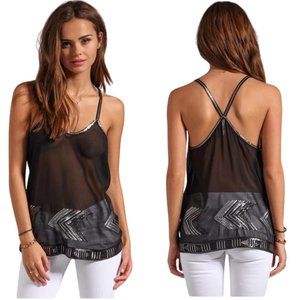 BB Dakota black sheer racerback flowy top sz L
